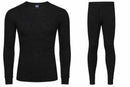 Mens Thermal Underwear Set Long Sleeve Top or Long Johns 0.45 Tog Black Ribbed