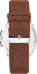 Steve Madden Mens Watch Silver Green Dial Brown Faux Leather Strap SM9117GRSV