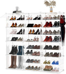 KUSARKO 24x Clear Stackable Shoe Boxes Plastic Storage Organiser Front Lid