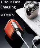 Electric Shaver Men Cordless Waterproof Rotary Razor LCD USB-C Wet & Dry