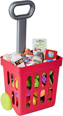 Playkidiz Mini Shopping Cart Toy 24pc Pretend Food Playset Toddlers