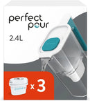 Aqua Optima Perfect Pour 2.4L Water Filter Jug + 3 Evolve+ Cartridges Blue