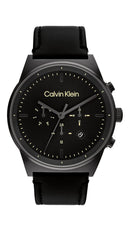 Calvin Klein Men’s 44mm Quartz Watch Black Leather Strap Multifunction 25200298