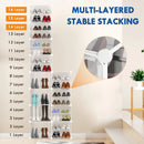 KUSARKO 24x Clear Stackable Shoe Boxes Plastic Storage Organiser Front Lid