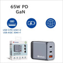 Verbatim 65W GaN Wall Charger USB-C PD 3 Port UK EU US Travel