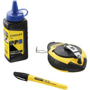 Stanley FatMax Chalk Line Reel 30m Blue Chalk 113g & Marker Pen 0-47-681