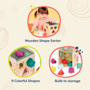 B Toys Wonder Cube Wooden Shape Sorter 9 Pieces Shape Sorting Cube Kids Toy 18m+