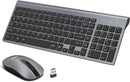 LeadsaiL Wireless Keyboard Mouse Set USB UK QWERTY Compact PC Mac, Grey