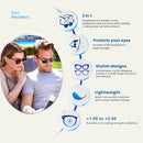 OPULIZE PEP Reading Sunglasses Women Men UV400 Brown Rectangular Glasses +2.5