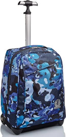 Invicta 35L Trolley Backpack School Bag Wheeled Blue Purple Adjustable Handle