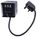 Pro Elec PELB1483 3 Gang Cube Extension Lead 2m Black with USB Charging