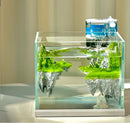 Nano Aquarium 6L Ultra White Glass Fish Tank Aquascape Sky City Suspended Rock