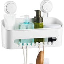 Vacuum Suction Shower Caddy White No Drill Bathroom Wall Basket Shelf