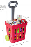 Playkidiz Mini Shopping Cart Toy 24pc Pretend Food Playset Toddlers