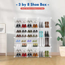KUSARKO 24x Clear Stackable Shoe Boxes Plastic Storage Organiser Front Lid