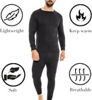 Mens Thermal Underwear Set Long Sleeve Top or Long Johns 0.45 Tog Black Ribbed